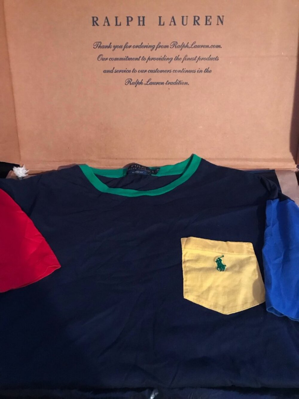 Polo Ralph Lauren Navy Colorblock Pocket Tee XL Classic Fit